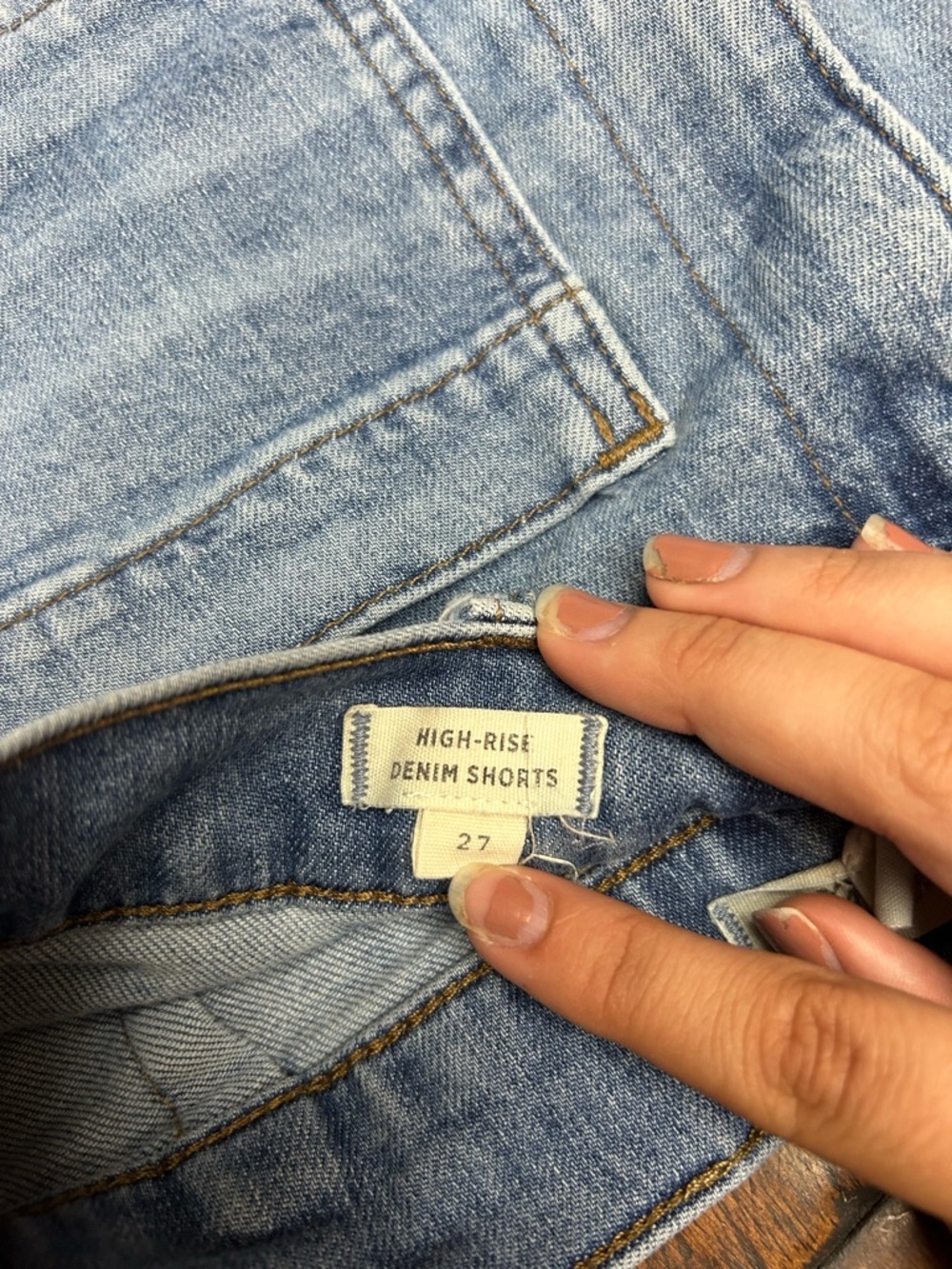 Madewell Light Blue Distressed High-Rise Denim Shorts - Picture 3 of 6